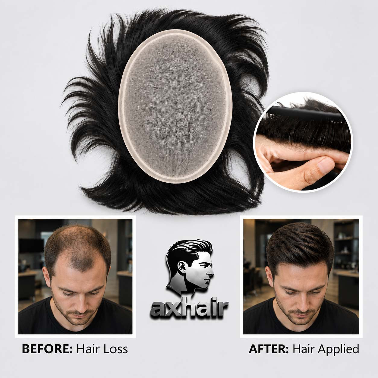 Viral Video Same Style Men’s Wig with Realistic Scalp, Natural-Looking Hairpiece for