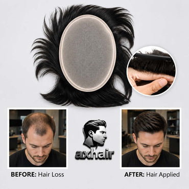 Viral Video Same Style Men’s Wig with Realistic Scalp, Natural-Looking Hairpiece for