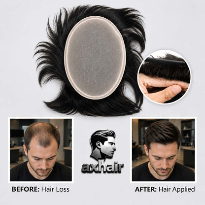 Viral Video Same Style Men’s Wig with Realistic Scalp, Natural-Looking Hairpiece for