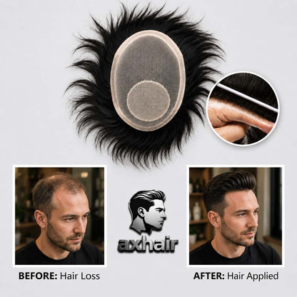 Viral Video Same Style Men’s Wig with Realistic Scalp, Natural-Looking Hairpiece for