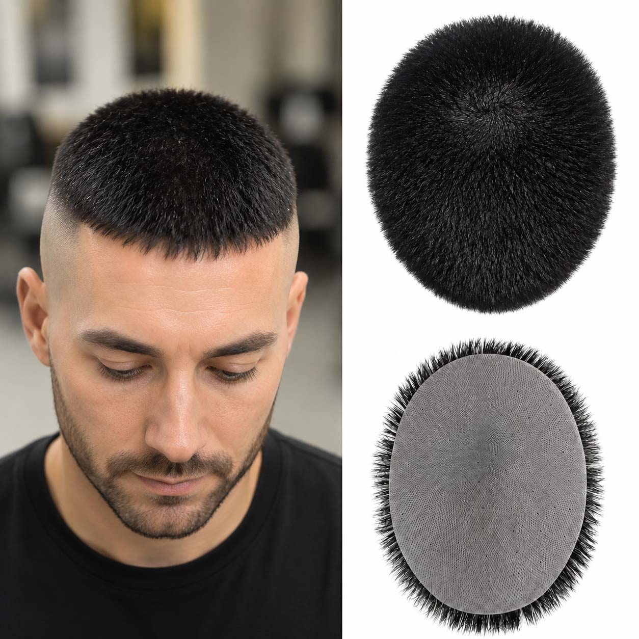Viral Video Same Style Men’s Wig with Realistic Scalp, Natural-Looking Hairpiece for