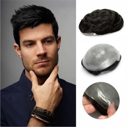 0.06-0.08 mm V Loop Bio Skin Hair System for Men  No-shine under Lights, Blends Well with Your Skin