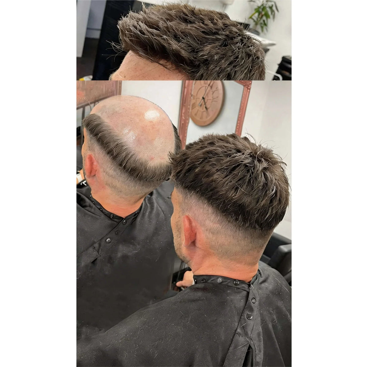 Fine Mono Hairpiece for Men With NPU Gauze Crown & Perimeter and Skin Front