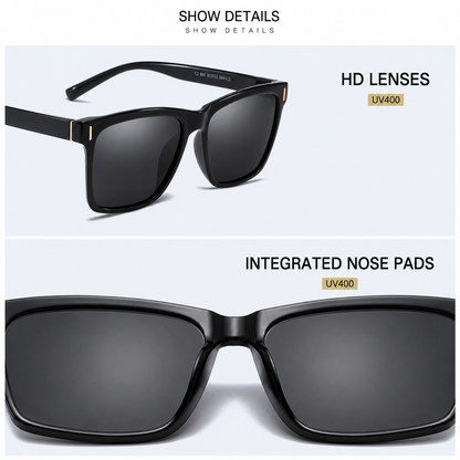 Men's TR90 Polarized Sunglasses – Lightweight Square Frame UV Protection Sunglasses for Driving, Fishing & Outdoor Sports