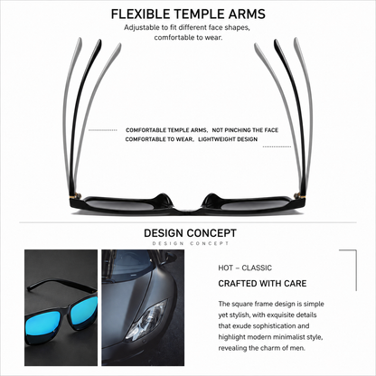 Men's TR90 Polarized Sunglasses – Lightweight Square Frame UV Protection Sunglasses for Driving, Fishing & Outdoor Sports