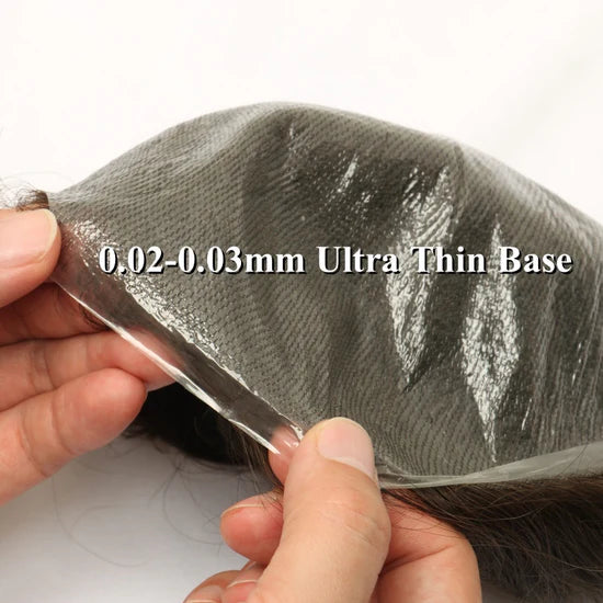 Ultra Thin0.02-0.03mm V Loop  Mens Hair System Ultra Thin Skin Full V-loop, Natural, Transparent, Soft