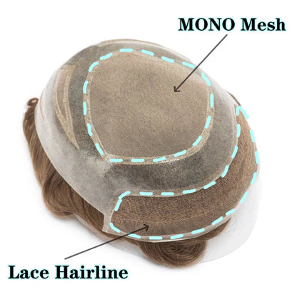 Versalite Base| Lace Front + MONO Mesh + PU Men Toupee Lace Hairline Wig Natural Hairline Human Hair System