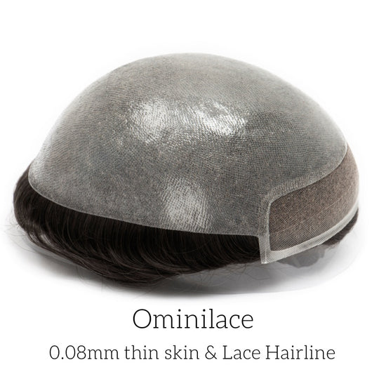 Ominilace men's lace front hair system with thin skin back and lace hairline