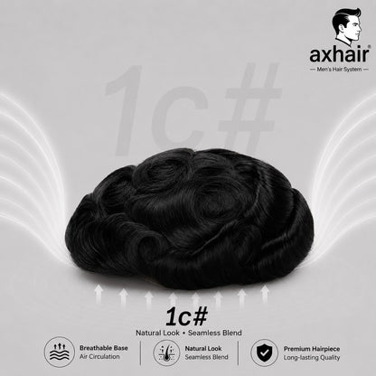 Ultra Thin0.02-0.03mm V Loop  Mens Hair System Ultra Thin Skin Full V-loop, Natural, Transparent, Soft