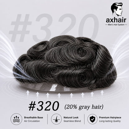 Ultra Thin0.02-0.03mm V Loop  Mens Hair System Ultra Thin Skin Full V-loop, Natural, Transparent, Soft