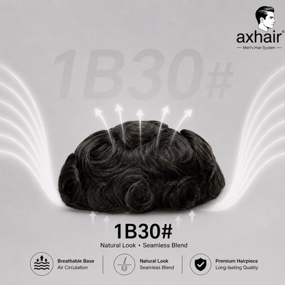 Australia Base: Men's Half Wig  Swiss Lace in Center with Poly skin All Around  Must Have for Traveling