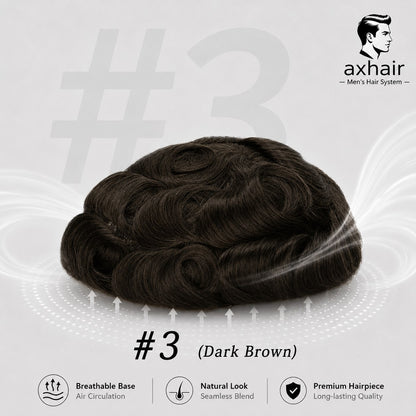Australia Base: Men's Half Wig  Swiss Lace in Center with Poly skin All Around  Must Have for Traveling