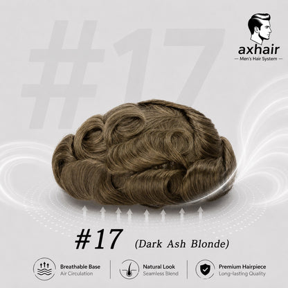 Australia Base: Men's Half Wig  Swiss Lace in Center with Poly skin All Around  Must Have for Traveling