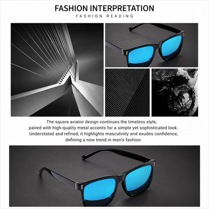 Men's TR90 Polarized Sunglasses – Lightweight Square Frame UV Protection Sunglasses for Driving, Fishing & Outdoor Sports