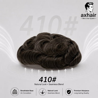 Fine Mono Hairpiece for Men With NPU Gauze Crown & Perimeter and Skin Front