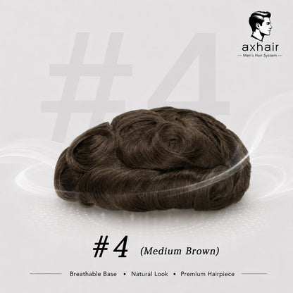 Australia Base: Men's Half Wig  Swiss Lace in Center with Poly skin All Around  Must Have for Traveling