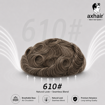 Full French Lace Men's Lace Toupee Full French Lace Base Suitable for Humid Climate